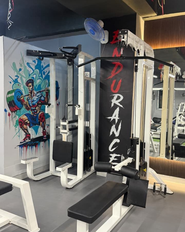 Selectorised machines beside the painted wall